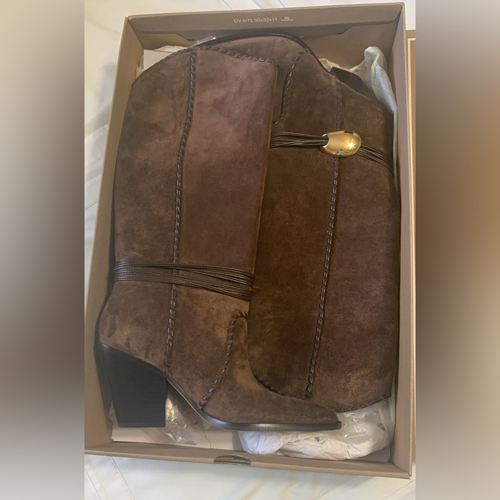 Dolce Vita Jody Boots Dk Brown Suede Heeled Boots 7.5 festival - Picture 9 of 10